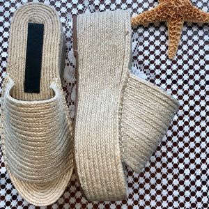 Zara Natural Jute Platform Sandals